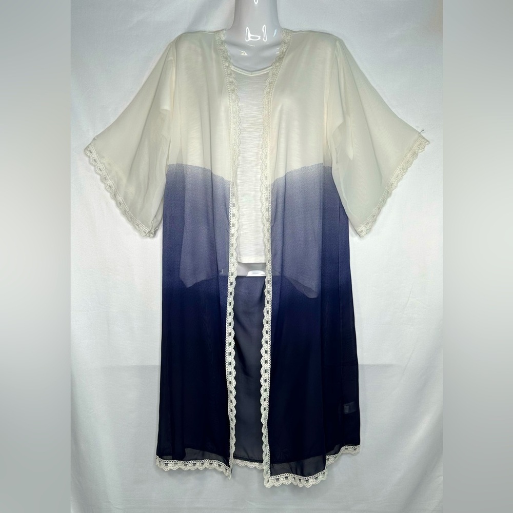 Lularoe Chloe Ombre’ Kimono Kaftan Beach Cover Up Bohemian Funky Art To Wear SzM